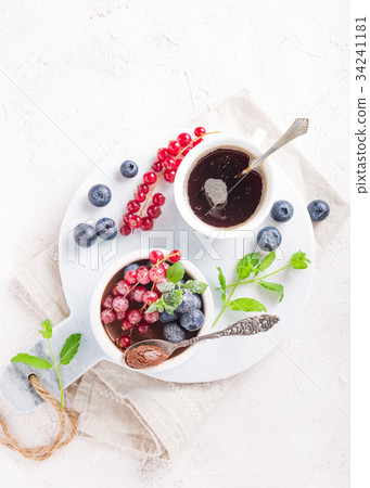 Chocolate dessert with berries 34241181