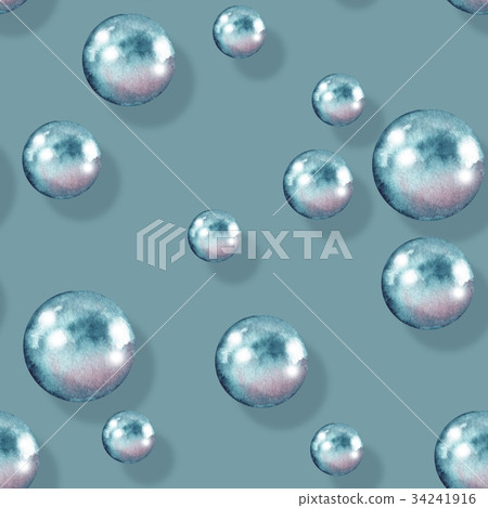 Seamless pattern with pearls 12. Watercolor - Stock Illustration ...