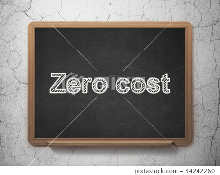 Business concept: Zero cost on chalkboard Business concept: Zero cost on chalkboard 34242260
