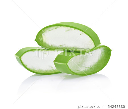 Aloe vera fresh leaf on white background 34242880