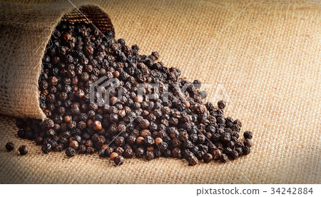 pepper corn on the sack background 34242884