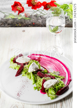 Roasted Beet Salad with Feta and Celery. Appetizer Roasted Beet Salad with Feta and Celery. Appetizer 34243275