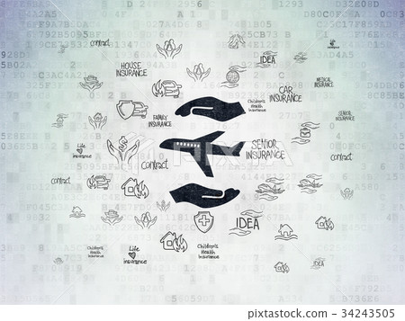 Insurance concept: Airplane And Palm on Digital 34243505