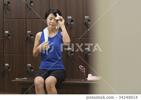 Sports Gym Middle Women Changing Room Stock Photo