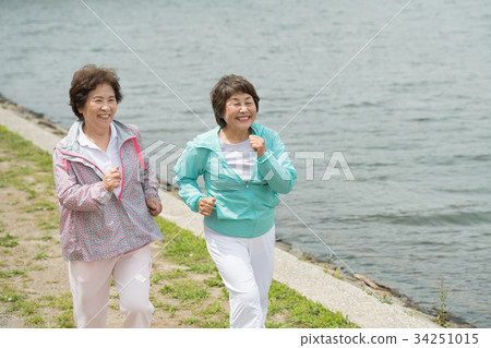Senior women jogging active senior image Senior women jogging active senior image 34251015