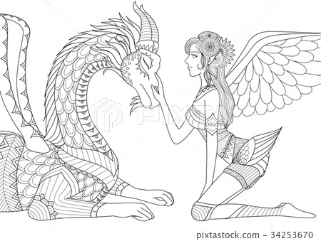 Fairy with dragon 34253670