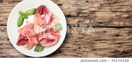 Sliced of Spanish jamon Sliced of Spanish jamon 34254288