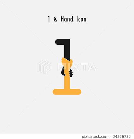 Creative 1- Number icon abstract and hands icon Creative 1- Number icon abstract and hands icon 34256723
