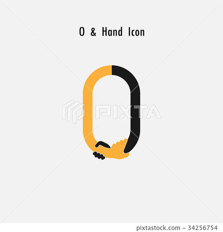 Creative 0- Number icon abstract and hands icon Creative 0- Number icon abstract and hands icon 34256754