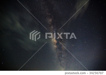 Milky Way galaxy with cloud and space dust  34256787