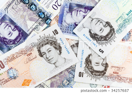Multiple England Pound Sterling Currency Multiple England Pound Sterling Currency 34257687