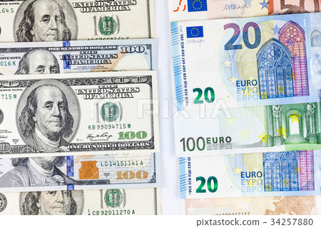 US Dollar and Europe Euro Currency US Dollar and Europe Euro Currency 34257880