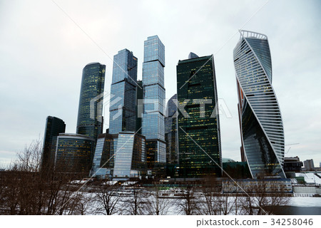 Moscow City skyscraper modern architecture Russian architecture nightscape construction business economy Russian economy 34258046