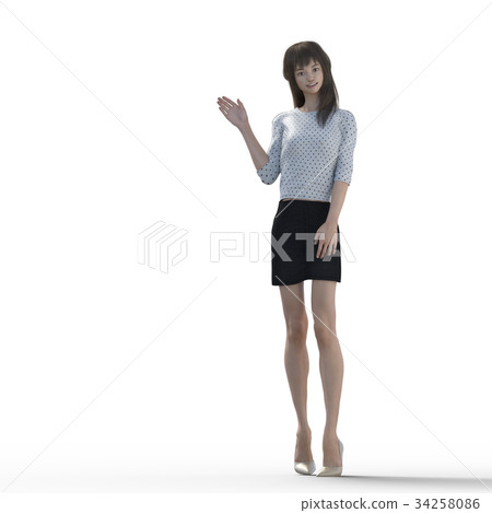 A woman with beautiful legs to pose perming3DCG Illustration material 34258086