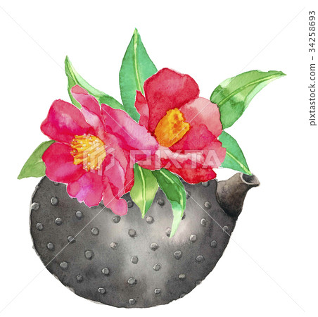 Mountain tea flower and iron jar 34258693