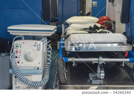 Inside of an ambulance for the hospital 34260340