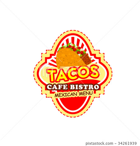 Taco Label Example Mexican taco label for fast food restaurant design - Stock Illustration ...