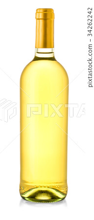 Bottle of white wine on isolated white background 34262242