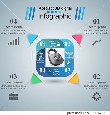 Infographic illustration. Lock icon. Infographic illustration. Lock icon. 34262316