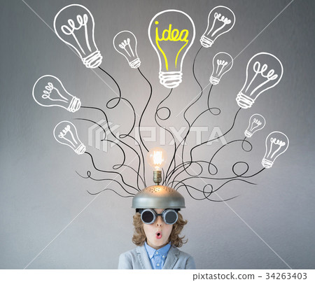 Child with toy virtual reality headset 34263403