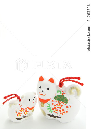 New Year's card material Simple white background Parent-child 34263738