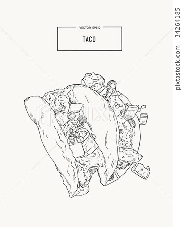 set of tacoes , mexican food sketch vector. set of tacoes , mexican food sketch vector. 34264185