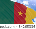 3D rendering of Cameroon flag waving on blue sky 34265336