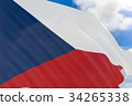 3D rendering of Czech Republic flag waving on sky 34265338