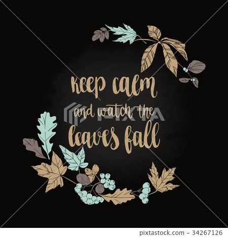 Fall handwritten brush calligraphy Fall handwritten brush calligraphy 34267126