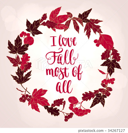 Fall handwritten brush calligraphy Fall handwritten brush calligraphy 34267127