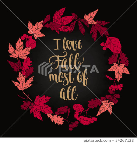 Fall handwritten brush calligraphy Fall handwritten brush calligraphy 34267128