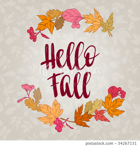Fall handwritten brush calligraphy Fall handwritten brush calligraphy 34267131