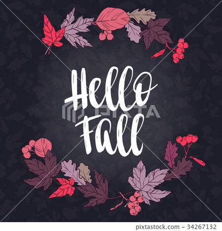 Fall handwritten brush calligraphy Fall handwritten brush calligraphy 34267132