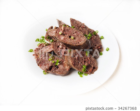Soondae sausage isolated Korean food Soondae sausage isolated Korean food 34267368