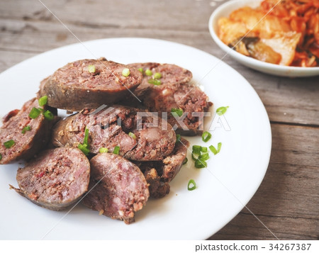 Soondae sausage with kimchi Korean food Soondae sausage with kimchi Korean food 34267387