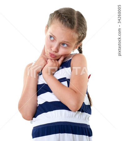 pretty little girl studio portrait on white 34268005