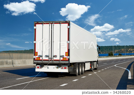 white truck on road, cargo transportation concept 34268020