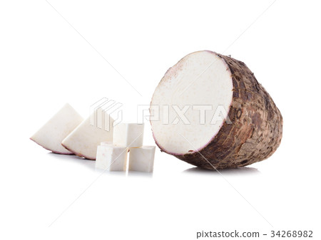 taro roots on white background taro roots on white background 34268982