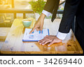 Finger business man pointing to the paper report 34269440