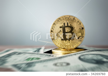 golden bitcoin coin with USD - US Dolla rcrypto  34269760