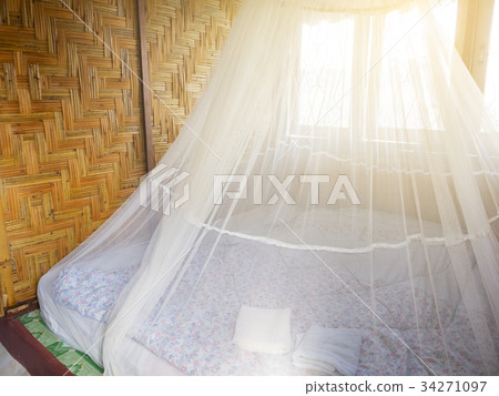 Bedroom with net in the countryside of Thailand Bedroom with net in the countryside of Thailand 34271097