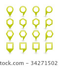 Flat green color map pin sign location icon 34271502