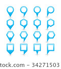 Flat blue color map pin sign location icon 34271503