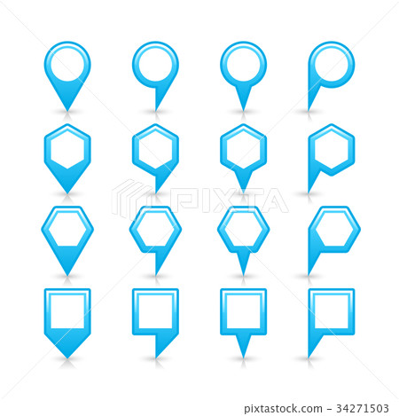 Flat blue color map pin sign location icon 34271503
