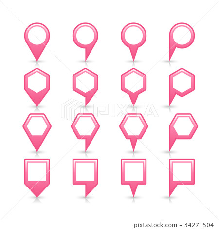 Pink Pin Location' Button Flat pink color map pin sign location icon - Stock Illustration ...