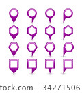 Flat purple color map pin sign location icon 34271506