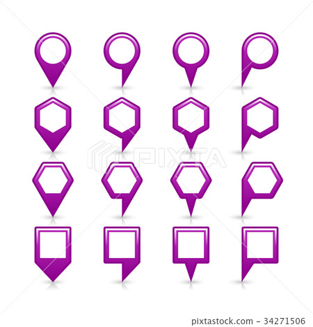 Flat purple color map pin sign location icon 34271506