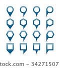 Flat blue color map pin sign location icon 34271507