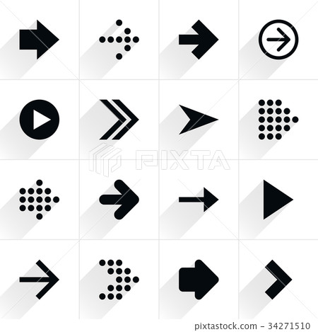 Arrow sign flat icon with long shadow 34271510