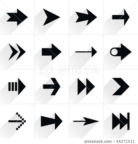 Arrow sign flat icon with long shadow 34271511